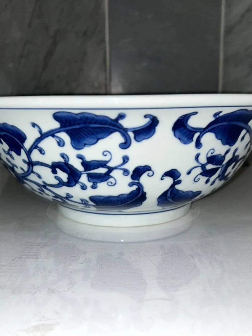 The Bombay Co Blue White Porcelain Bowl, Chinese Floral 10.25